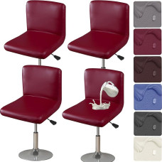 HFCNMY Baro kėdės kėdžių dangteliai, tamprios vandeniui atsparios PU baro kėdžių dangteliai su atlošais, skalbiami baro kėdžių dangteliai, pasukamų baro kėdžių dangteliai su atlošu žemam ir trumpam atlošui, raudona, 4