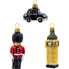 Oberfränkische Glas London Christmas Tree Decorations Set of 3