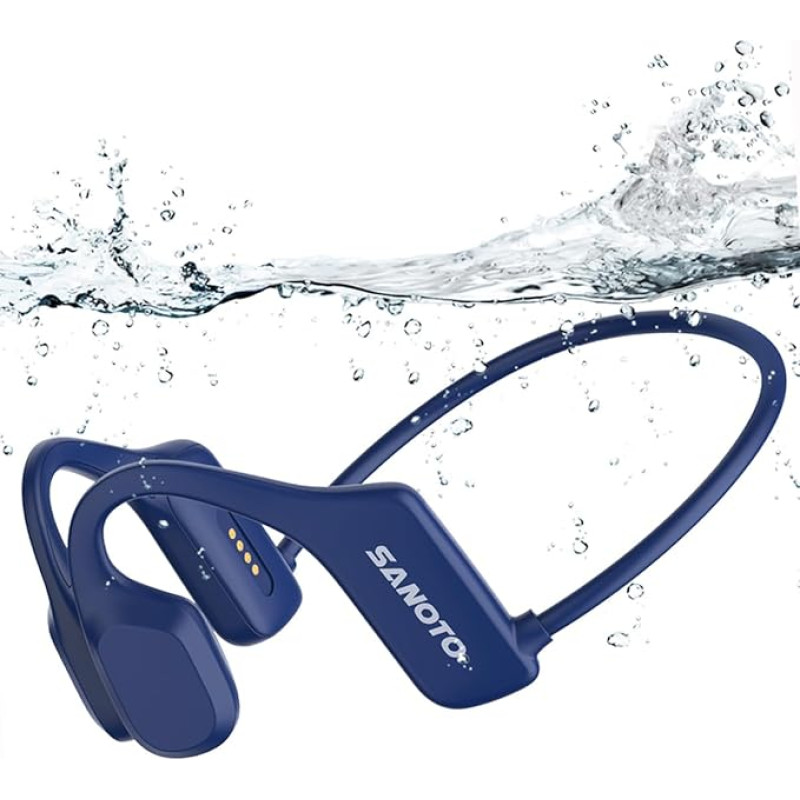 SANOTO Headphones Swimming Bluetooth 5.2 Bone Sound Headphones IP68 Underwater Headphones Swimming 8G MP3 Open Ear Sports Headphones for Swimming Running