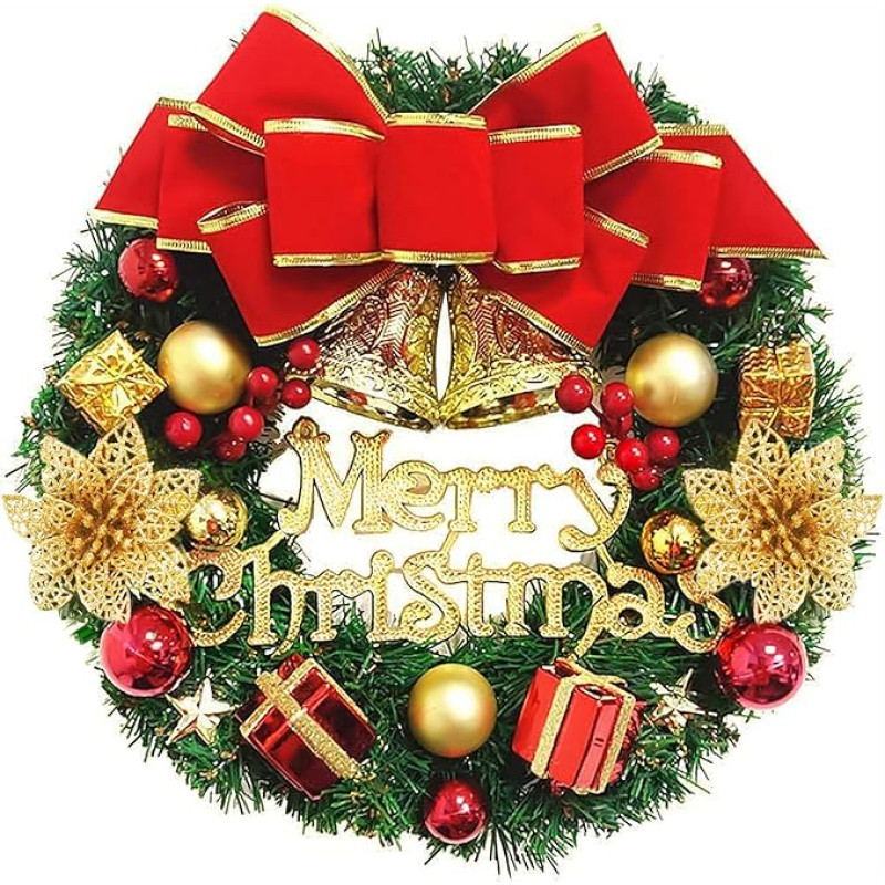 ZPQAODI Christmas Wreath with Ball Christmas Wreath 35 cm Christmas Door Wreath Christmas Decoration Christmas Wreath Christmas Decoration for Door, Front Door, Fireplace, Wall and Shopping Malls