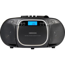 MEDION E66476 Stereo Sound System (Boombox, CD Player, MP3, Cassette, Portable Cassette Player for Children, FM Radio, AUX, Headphones, Mains & Battery) Black