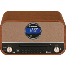 Roadstar DAB Nostalgia Retro Radio with Bluetooth and CD/MP3 Player in Wooden Housing with Alarm Function (USB, AUX-In, RDS), 15 Watt RMS, Brown