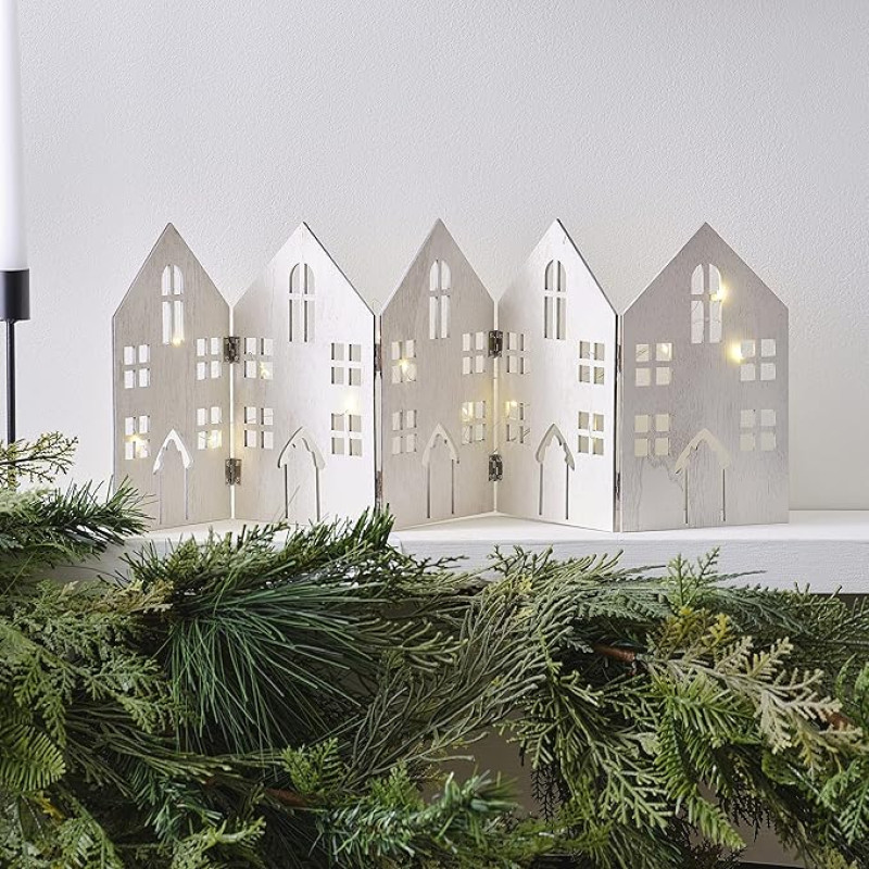 Ginger Ray Lighted Wooden Houses Ideal For A Mantle Or Home Decoration For Christmas