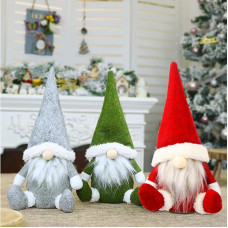 Leipple Christmas Gnome Plush Decorations - Handmade Swedish Tomte Scandinavian Santa Elf Ornaments - Gnome Christmas Decoration for Home Office (Plush Gnomes)