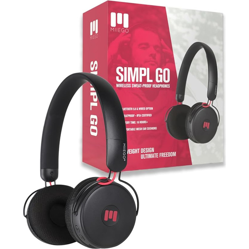 MIIEGO SIMPL GO Bluetooth Headphones, Feather-Light, Wireless On-Ear Headphones with Clear Sound, Breathable Ear Pads, Easy to Use