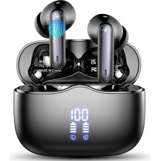 Bluetooth Headphones, Wireless Bluetooth 5.3 In-Ear Headphones with 4 ENC Noise Cancelling Mic, Wireless Headphones, Immersive HiFi Stereo, IP7 Waterproof Earphones, 40 Hours Earbuds, LED Display