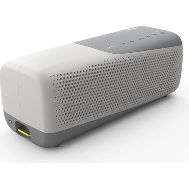 Philips Audio TAS7807W Wireless Bluetooth Speaker, Highly Portable & Waterproof IP67 Speaker with Built-in Microphone for Calls & Power Bank, 24 Hours Playback, White, Large