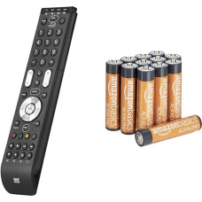 One For All Essence 4 Universal Remote Control TV - Control of 4 Devices & Amazon Basics Performance Batteries Alkaline, AAA, Pack of 12 (Design May Vary from Display)