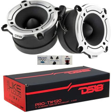 DS18 2 PRO-TW120 Super Tweeter Grey Aluminium with 120 Watt RMS 240 Watt Max 7.90 cm Diameter Impedance 4 Ohm Sensitivity 103 dB Per Pair + 2 Capacitors and 3 Free Stickers