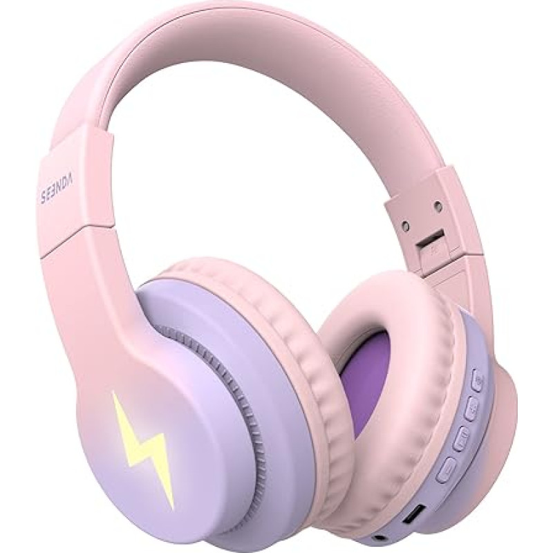 Children's Bluetooth Headphones, Wireless Bluetooth Children's Headphones Over Ear with 85 dB / 94 dB Volume Limit, 45 H Playtime, 3 Lightning Modes, Built-in Microphone Headphones for Mobile Phone,