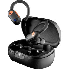 Skullcandy Push ANC Active Wireless In-Ear Headphones, 58 Hours Battery Life, Waterproof (IP67), Wireless Charging, Micro, Compatible with iPhone, Android and Bluetooth Devices - True Black/Orange