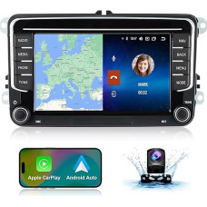 Android Car Radio with Navigation Screen for VW Golf 5 6 Polo Seat Passat, 7 Inch Android Car Carplay Double DIN Radio, Car Radio Touch Display Bluetooth RDS FM GPS WiFi Reversing Camera