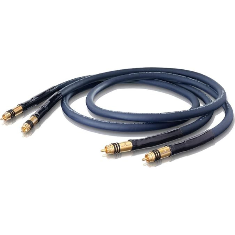 OEHLBACH Series 1 - High End Stereo Audio RCA Cable Set - Made in Germany - Multiple Shielding, Symmetrical Cable Assembly, HPOCC Copper - 2 x 1.25 m - Blue