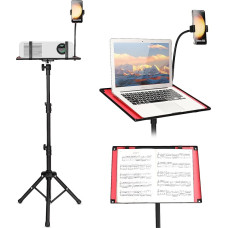 Projector Stand Laptop and Projector Tripod Stand, Lectern Podium Stand with Elastic Straps and Fixed Sponge Pads to Protect the Device, Portable Music Stand, DJ Racks from 60 to 115 cm