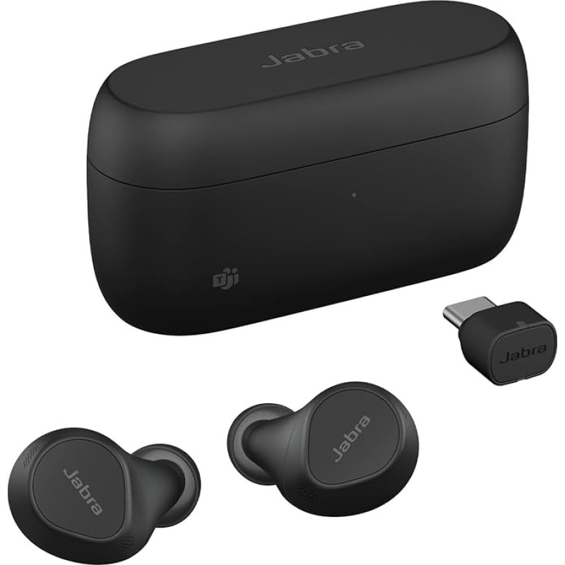 Jabra Evolve2 Buds True Wireless In-Ear Bluetooth with Active Noise Cancellation, MultiSensor Voice Technology and Wireless Charging Pad - for MS Teams and All Popular Meeting Apps - Black