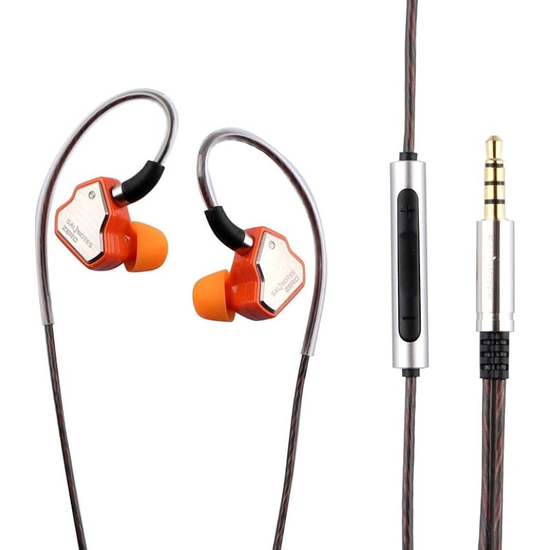 LINSOUL 7Hz Salnotes Zero HiFi 10 mm Dynamic Driver In-Ear Headphones IEM with Metal Composite Membrane, Stainless Steel Front Plate, Removable 2-Pin OFC Cable (Orange, with Microphone, 3.5 mm)