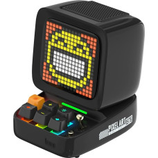 Divoom Ditoo Multifunctional Pixel Art LED Bluetooth Speaker, 256 Programmable LED Panel with Party Light, Smart Digital Table Clock, Gaming Music Box Support TF Card & Radio, Black