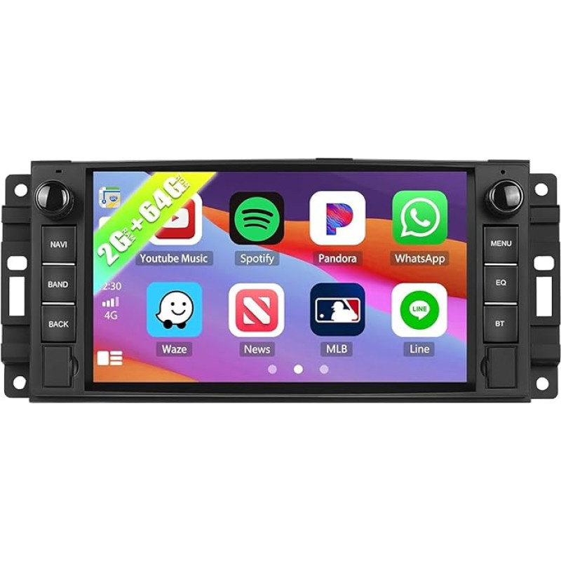 2G + 64G CAMECHO Android 13 Car Radio for Ram Jeep Wrangler JK Dodge Challenger with Navi Carplay Android Car, Radio Double DIN with 7 Inch Screen, Bluetooth RDS/FM MirrorLink and USB