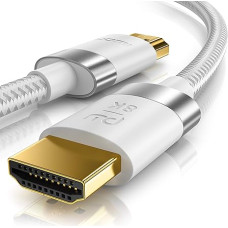 CSL - 8k / 4k HDMI Cable 2.1/2.0-10m - 8K @ 60Hz 4K @ 120Hz with DSC - 48 Gbit/s - 3D - Ultra High Speed with Ethernet - TV Blu-ray PS5 Xbox Series X Switch - White - 10 Metres