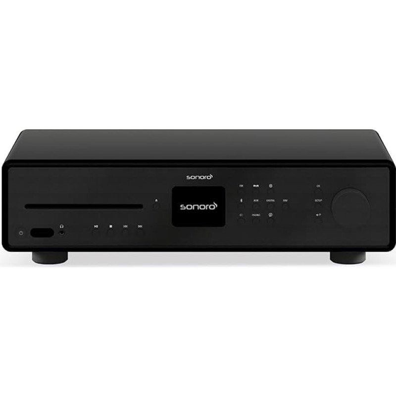 sonoro Maestro HiFi Receiver with Class D Amplifier, CD Player & Internet Radio (Bluetooth, FM, DAB Plus, Spotify, Tidal, Amazon, Deezer) Matt Black