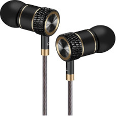 GAMURRY In-Ear Earphones Earbuds with Wired and Button, Built-in Microphone, Noise Isolation and Stereo Sound, Compatible with Android, Samsung, Huawei, PC and Others, Black and Gold