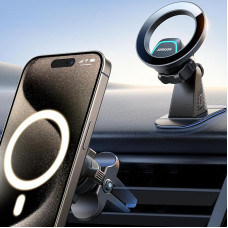 JOYROOM Mobile Phone Holder Car Magnet with 20 x N55 Magnets, 2-in-1 Car Holder with MagSafe, Magnetic Mobile Phone Holder Car for iPhone 16 15 14 13 12 & MagSafe Case and All Phones