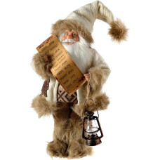 WeRChristmas Weihnachtsdekoration Pelz stehend Santa in Outfit, 31 cm – weiß/braun