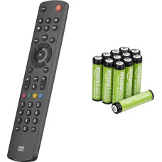 One For All Contour TV Universal Remote Control TV - Control of TV/Smart TV - URC1210 & Amazon Basics AAA Batteries, Micro/Rechargeable, Pre-Charged, Pack of 12