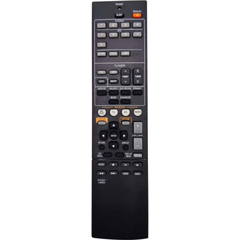 Leankle Remote Control RAV521 ZJ665000 for Yamaha AV Receiver HTR-3067 RX-V377 RX-V377BL YHT-4910U