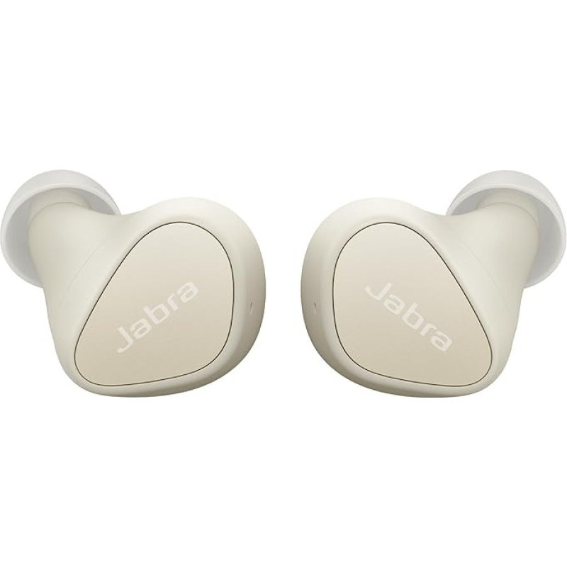 Jabra Elite 3 True Wireless Earbuds, Noise Isolating In-Ear Bluetooth Headphones with 4 Built-In Microphones for Clear Calls, Powerful Bass, Customisable Sound and Mono Mode, Light Beige