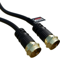 rhinocables F-Connector SAT Antenna Cable to Plug for TV, Sky Q, Sky HD, Sky + and Freesat (15 m, Black)