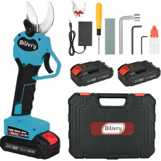 Battery Lopper 40 mm Electric Secateurs: Electric Pruning Shears with 2 x 3000 mAh Battery, SK5 with Safety Lock Fruit Tree Shears Suitable for Gardens, Branches, Flower Beds (Blue)