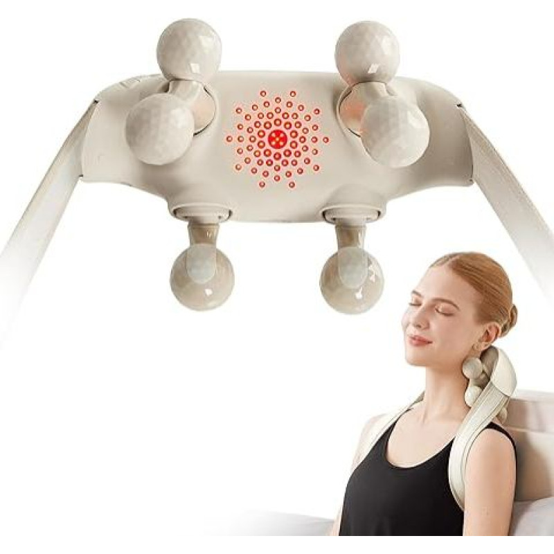 SKG kaklo masažuoklis su šiluma, pečių Shiatsu masažuoklis, patogesnė 6D balta masažinė galvutė, dovanos vyrams ir moterims, H7 Ultra