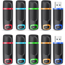 Pack of 10 USB Sticks 128 GB, Vansuny USB Stick 128 GB 2.0, Pack of 10 USB 128 GB Data Storage Backup for PC/Desktop/Laptop/Car Audio/Game Consoles (Colours)