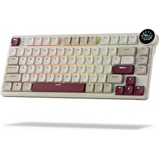RK ROYAL KLUDGE N80 Low Profile Mechanical Keyboard with Smart Display & Button, Top Mount 75% Wireless Mechanical Keyboard BT/2.4G/USB-C, Software Support, 80 Keys, Brown Switch