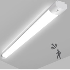 45 W LED drėgnų patalpų apšvietimas su judesio jutikliu, 4950 LM 150 cm LED vamzdis, IP65 vandeniui atsparus rūsio apšvietimas, lubų šviestuvas su judesio jutikliu biurui, prieškambariui, laiptams, garažui, sandėliui, 4000 K
