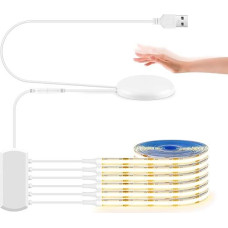 LRGBST 6 dalių 2 m ilgio COB LED juostų rinkinys, 5 V USB šiltos baltos spalvos COB LED juostos su skvarbiu medžio jutikliniu reguliatoriumi, skirtu spintos vitrinos apšvietimui