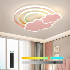 LED Ceiling Light Children's Room Dimmable Ceiling Light with Remote Control Boys Girls Clouds Rainbow Night Light for Bedroom Living Room Baby Room Balcony 3000 K - 6000 K Ceiling Lighting
