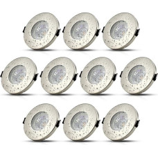 HiBay® LED Recessed Spotlights IP44 GU10 Bathroom Ceiling Spotlight Hole Diameter 68 mm Includes 5 W Bulb Warm White 230 V Pack of 10