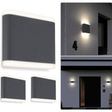 SSC-LUXon GIRI LED Wall Light Outdoor Wall Light Indoor and Outdoor Anthracite Up and Down Light IP54 Modern Outdoor Wall Light Indirect Lighting Warm White Light 230 V Pack of 3