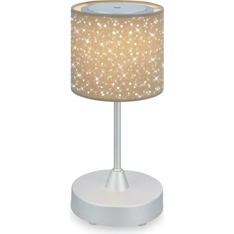 BRILONER - LED Table Lamp Wireless with Fabric Lampshade, Dimmable in Steps, Warm White Light Colour, Bedside Lamp, Reading Lamp, LED Lamp, Camping Lamp, Table Lamp, Battery Lamp, 30 x 12.5 cm, Taupe
