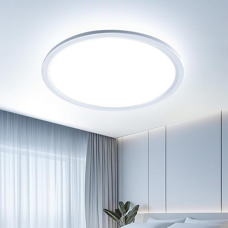 EASY EAGLE Ceiling Light LED Ceiling Light Flat Round Ceiling Lamp 6500 K 48 W 4800 LM, Modern Bathroom Lamp Kitchen Lamp for Bathroom Hallway Bedroom Balcony Living Room Kitchen Cellar Diameter 40 cm
