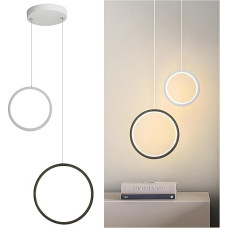 Modern Minimalist LED Pendant Light, 2700 K Warm Light LED 16 W Metal Ring Pendant Lamp for Bedroom and Living Room (C)