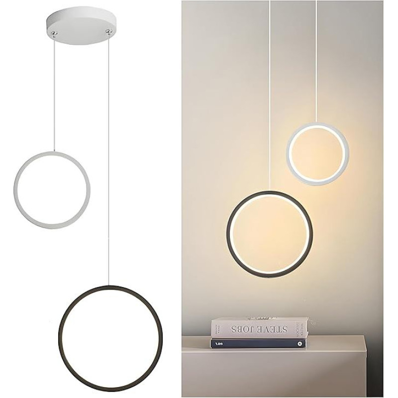 Modern Minimalist LED Pendant Light, 2700 K Warm Light LED 16 W Metal Ring Pendant Lamp for Bedroom and Living Room (C)