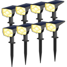 VOLISUN Solar Lights for Outdoors, 3000 K Warm White LED Solar Spotlight for Outdoor Use, Pack of 8, 3 Brightness Modes, IP65 Waterproof Solar Garden Light for Garden, Yard, Paths