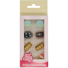 FunCakes Back to School Sugar Decorations, Ready to Use for Cake Decoration, Perfect for Cupcakes, Muffins and More, Edible Decorations Back to School - Set/8