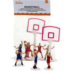 DECORA, 0816015 Krepšinio tematikos tortų puošybos rinkinys, įskaitant 8 žaidėjus ir du krepšius, idealiai tinka gimtadienio šventės pyragams puošti, iš viso 10 dalių