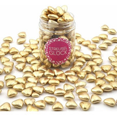 Sprinkles Lucky Sprinkles Chocolate Hearts Gold 90 g | Apie 100 vnt. auksinių širdelių Cukriniai pabarstukai | Vestuvių, vaikų gimtadienio, keksiukų, keksiukų dekoravimas | Sausainiai, tortas, pyragas, keksiukai