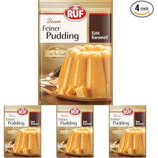 RUF Fine Pudding Caramel with Intense Caramel Flavour, Real Caramel, Gluten Free, Boil Only with Milk and Sugar, 3 x 42 g (Pack of 4)