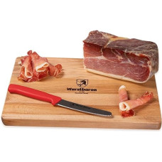 Wurstbaron® Serrano Ham Set – 1 kg Serrano Ham One Piece Boneless Gift Set with Board and Knife